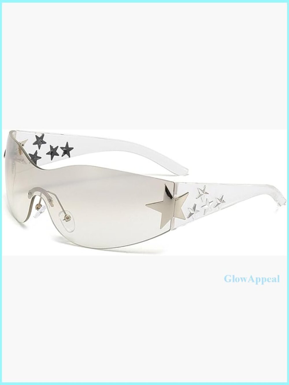 Oversized Shield Sunglasses Rimless Y2K Fashion UV400 Protective
